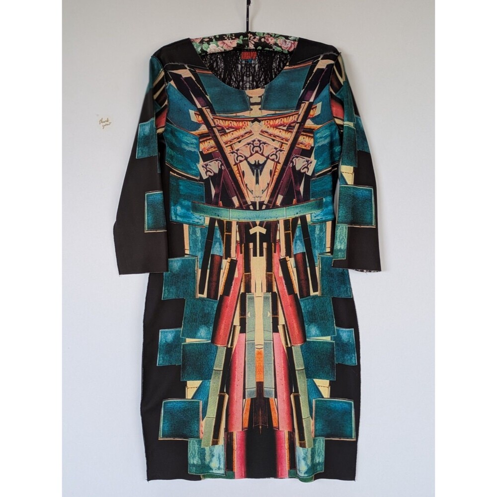 Animapop Abstract Art Print Dress Reversible Made In Italy Size M Black White
